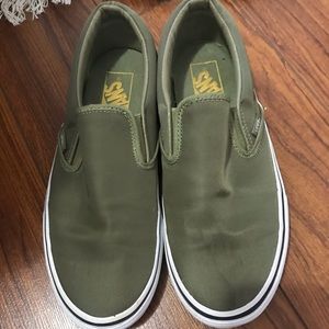 Green slip on vans sneakers